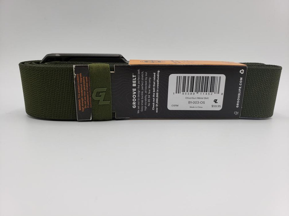 GROOVE LIFE BELT B1-003-OS OLIVE/GUN METAL NEW IN A BOX ONE SIZE FITS MOST